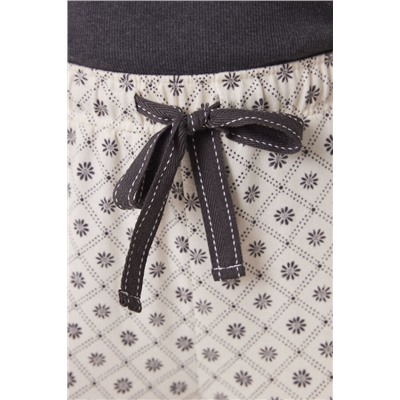 Pantalón largo estampado cuadros y flores