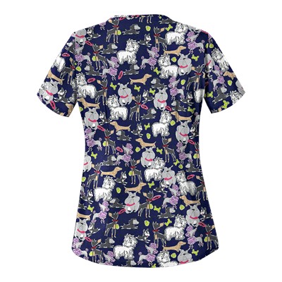 UA Dog Park Navy Print Scrub Top