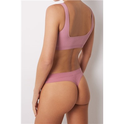 Tanga algodón frunce rosa