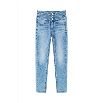 Vaquero skinny fit de tiro alto Azul claro