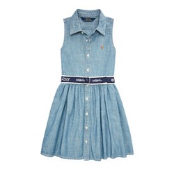 GIRLS 2-6X Belted Chambray Shirtdress