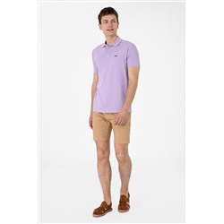 Erkek Regular Fit Polo Yaka Lila Basic Tişört