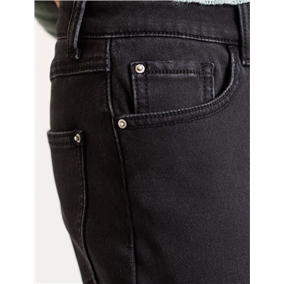 Джинсы-трубы из эластичного денима на флисе