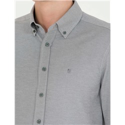 Haki Slim Fit Uzun Kollu Gömlek