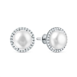 Серьги-пусеты из серебра с и фианитами родированные Z2-9122