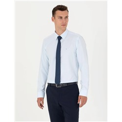 Açık Mavi Slim Fit Uzun Kollu Basic Gömlek