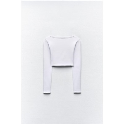 LONG SLEEVE RIBBED CROP TOP