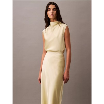 Matte Satin Midi Skirt