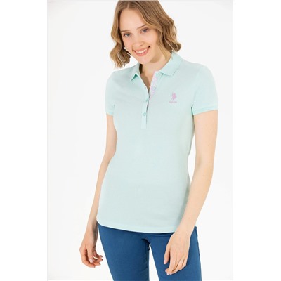 Kadın Su Yeşili Basic Polo Yaka Tişört
