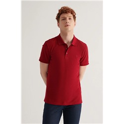 Bordo %100 Pamuk Serin Tutan Polo Yaka T-Shirt