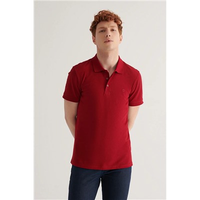 Bordo %100 Pamuk Serin Tutan Polo Yaka T-Shirt