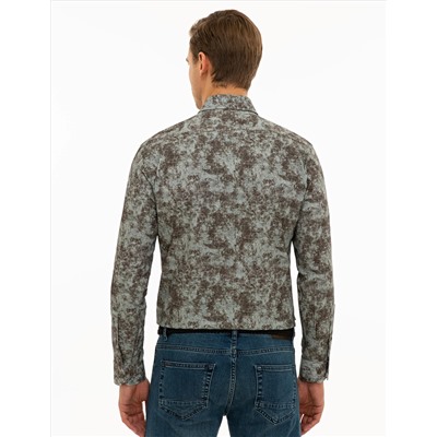 Haki Slim Fit Uzun Kollu Gömlek