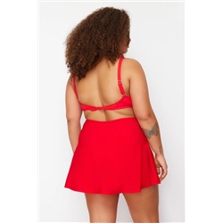 Kırmızı Şort Etekli Mini Büyük Beden Bikini Altı TBBSS23CR00015