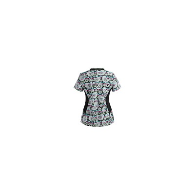 White Cross Scrubs Tweet Hearts Print Top