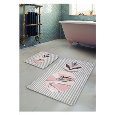 Pilloveland Kaymaz Taban Yıkanabilir 2’li Banyo Paspası - Pineapple Desenli 60*100 Cm - 50*60 Cm BM0040