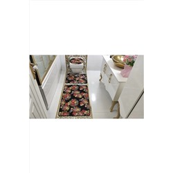 BotigaHome Flowers Banyo Halısı Klozet Takımı 3'lü Set BH010