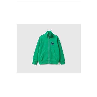 United Colors of Benetton Erkek Çocuk Yeşil Logolu Sweatshirt Yeşil 223P3J68C501B