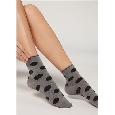 Kurze gemusterte Socken mit Glitzer