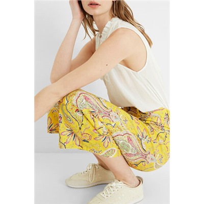Pantalón culotte cropped paisley