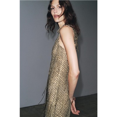 EMBROIDERED BEADED MINI DRESS