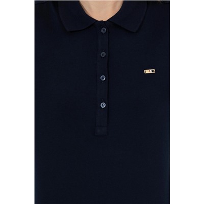 Kadın Lacivert Basic Polo Yaka Sweatshirt