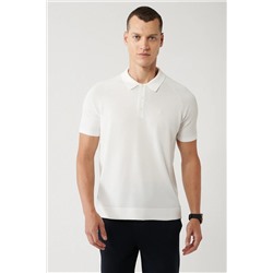 Avva, Erkek Ekru Kolları Örgü Detaylı Rayon Triko T-shirt A32y5018