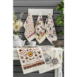 Casnack Nora 5 Adet Baskılı Mutfak Havlusu Seti 30x50 Nora Havlu