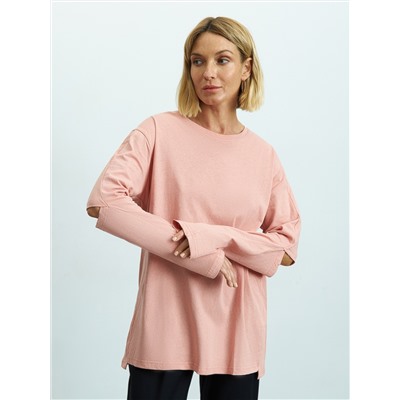 Лонгслив oversize с разрезами на локтях