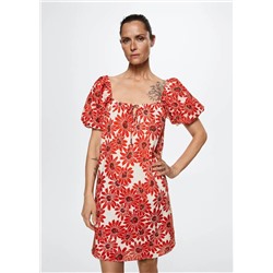 Vestido algodón flores -  Mujer | MANGO OUTLET España