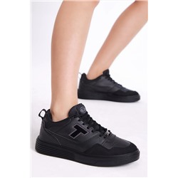 Tonny Black Unisex Siyah Füme Rahat Kalıp Poli Taban Bağcıklı Sneaker TBA297