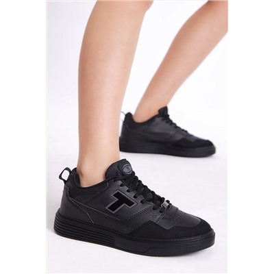 Tonny Black Unisex Siyah Füme Rahat Kalıp Poli Taban Bağcıklı Sneaker TBA297