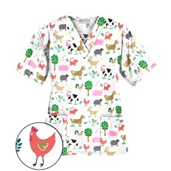 UA On The Farm White Print Scrub Top