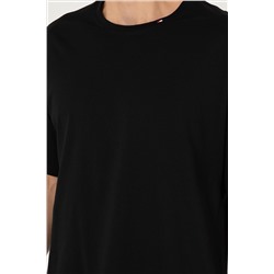 Erkek Oversize Fit Bisiklet Yaka Siyah Tişört