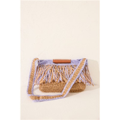 Bolso mediano rafia flecos