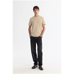 Vizon Bisiklet Yaka Gofreli Elastan T-Shirt