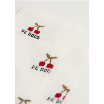Kurze Socken mit durchgehendem Good-Vibes-Schriftzug