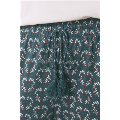 Pantalón largo punto ante estampado corazones