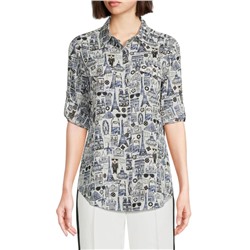 Karl Lagerfeld Paris Whimsical Print Button-Front Shirt