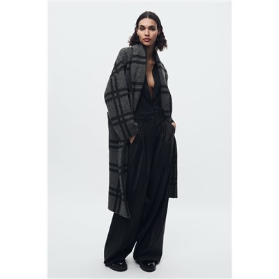 CHECK KNIT JACQUARD COAT
