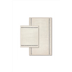 Bluenity Nice Doğal Pamuklu 2'li Banyo Paspas Seti 60x100 50x60 Cm - Ekru/siyah Nice01