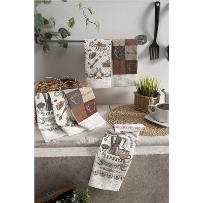 Meslina Home 30x50cm 6 Parça Mutfak Havlusu | Kurulama Bezi | El Havlusu HS-COFFEE
