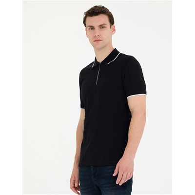 Siyah Slim Fit Polo Yaka Tişört