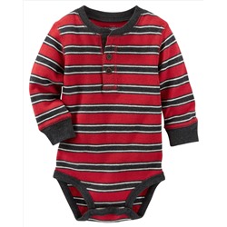 Striped Thermal Henley Bodysuit