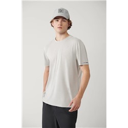 Avva, Erkek Gri Bisiklet Yaka Baskılı Soft Touch T-shirt A41y1032