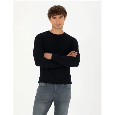 Lacivert Slim Fit Kazak