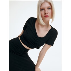 Oberteil aus Rippstrickjersey
