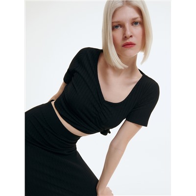Oberteil aus Rippstrickjersey