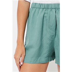 Short de lino cintura alta - Verde agua