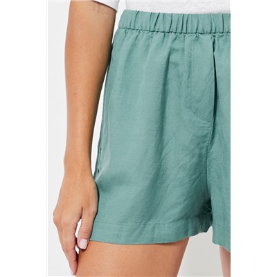 Short de lino cintura alta - Verde agua
