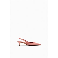 DENIM KITTEN HEEL SLINGBACK SHOES